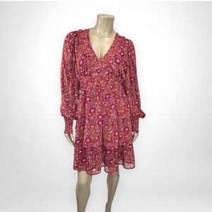 HOUSE OF HARLOW 1960‎ Tiered Purple Floral Chiffon Mini Dress 10